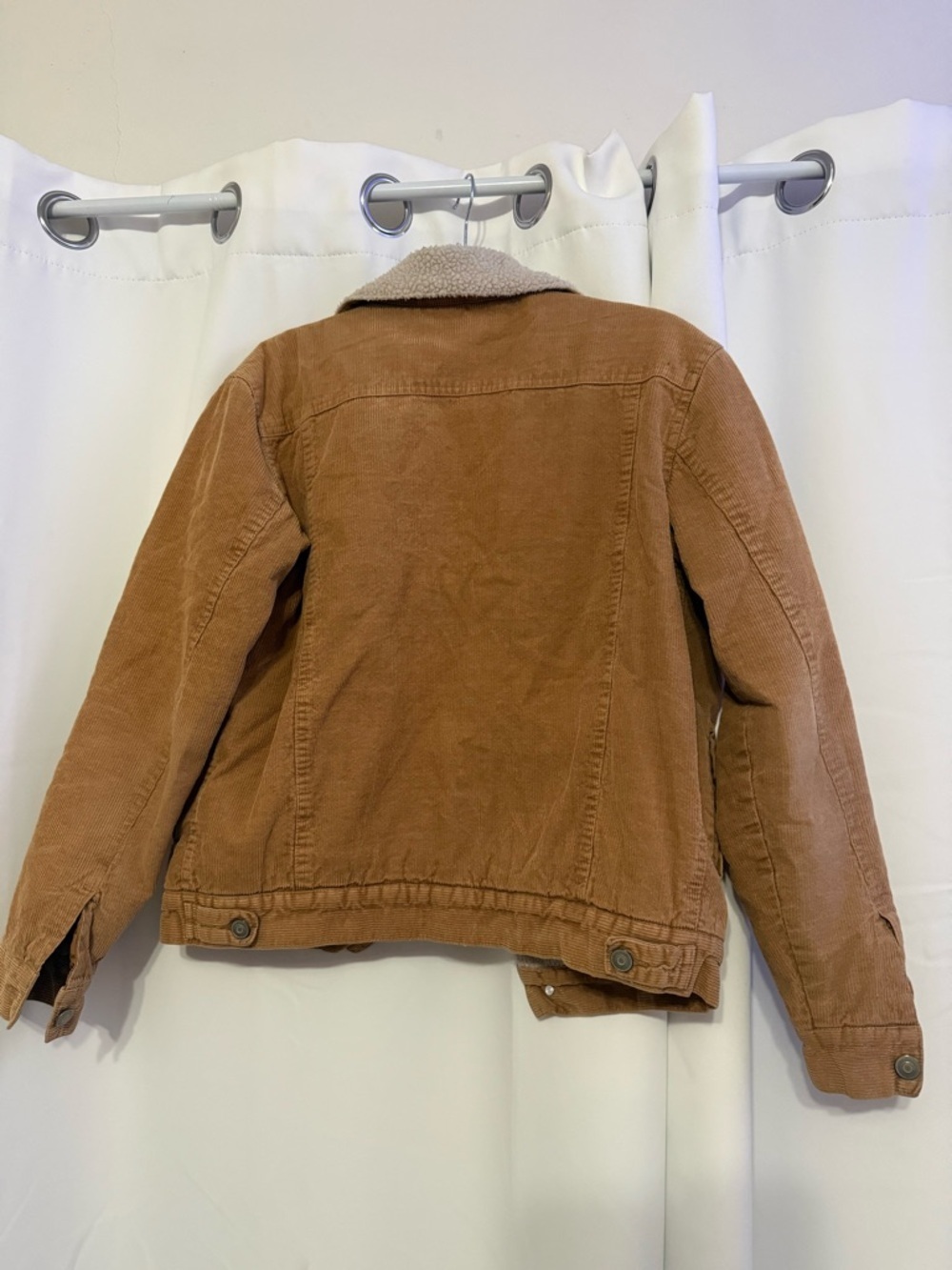 Brandy Melville Elisha Fur Corduroy Jacket Brown Sherpa Lining - Picture 4 of 6